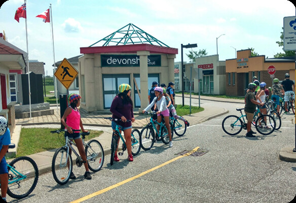 Children on bicycles at Safety Village